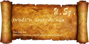 Urbán Szofrónia névjegykártya
